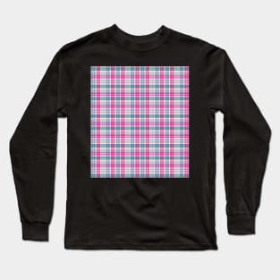 Pink Spray Plaid Long Sleeve T-Shirt